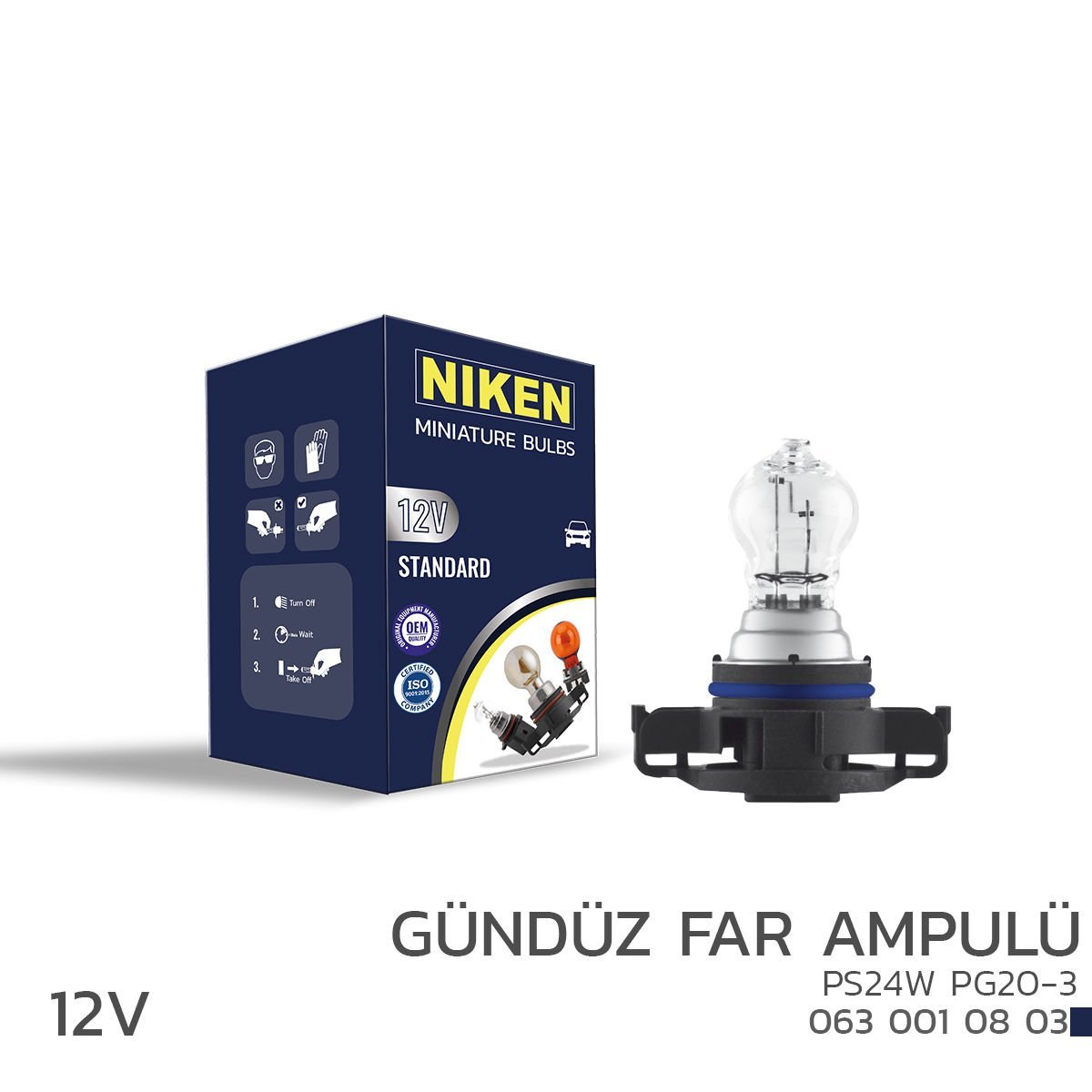 NIKEN 12V PS24W GÜNDÜZ FAR AMPULÜ (PG20-3)