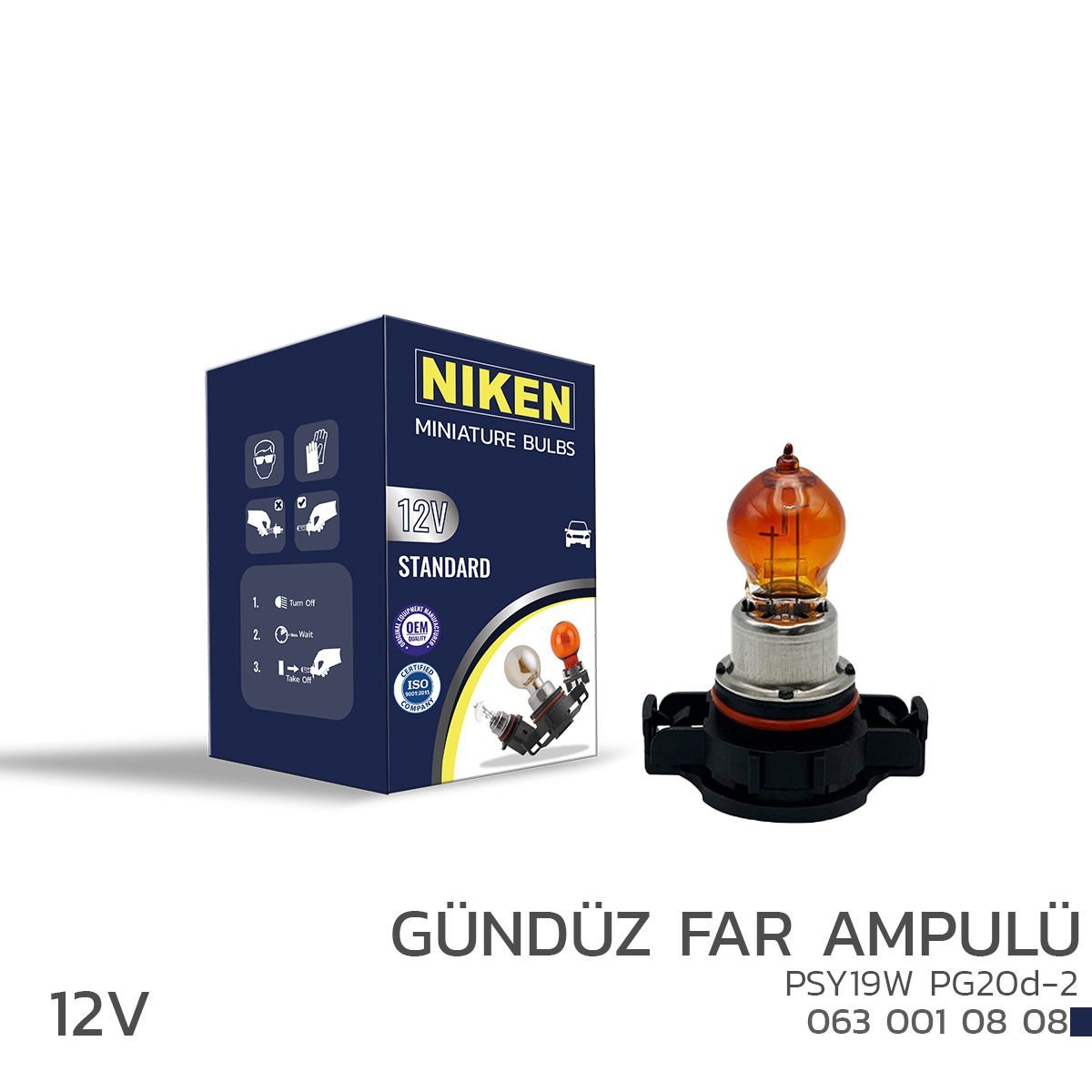 NIKEN 12V PSY19W GÜNDÜZ FAR AMP(PG20d-2)AMBER