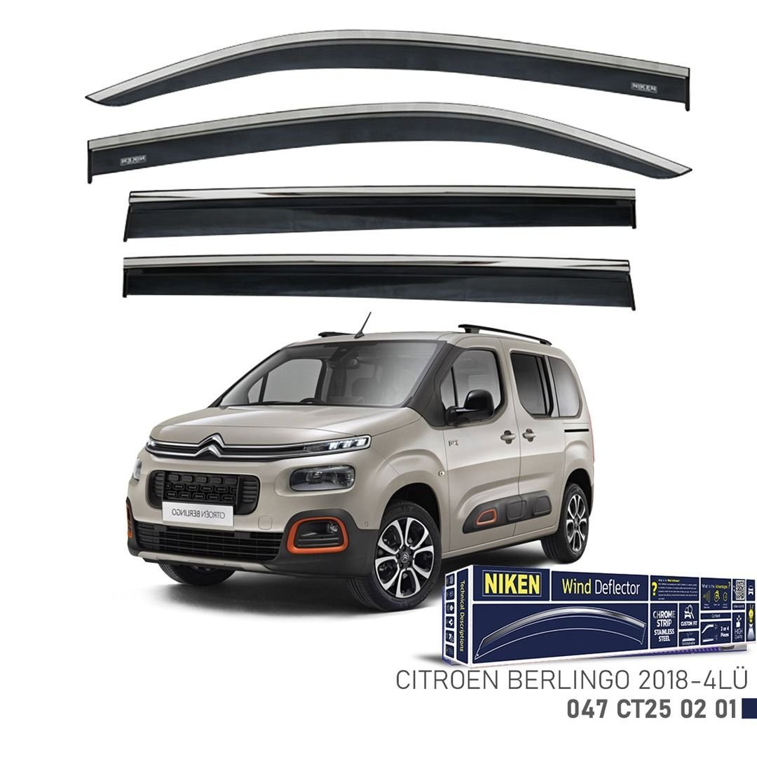 Niken Citroen Berlingo 2018- Kromlu Cam Rüzgarlığı 4 LÜ