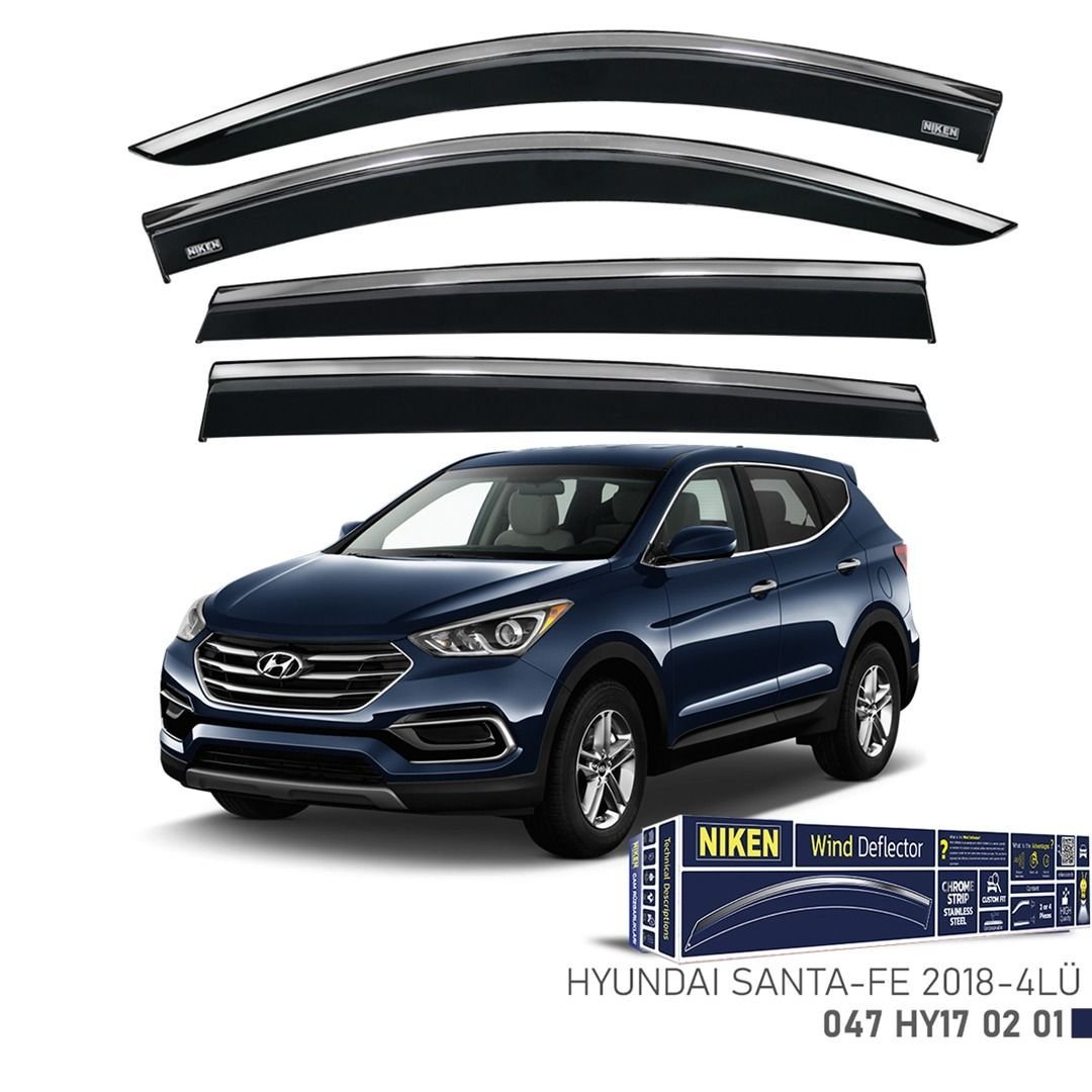 Niken Hyundai Santa Fe 2018- Kromlu Cam Rüzgarlığı 4 LÜ