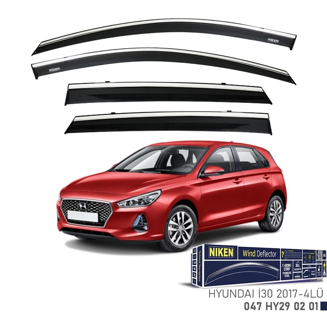 Niken Hyundai i30 2017- Kromlu Cam Rüzgarlığı 4 LÜ