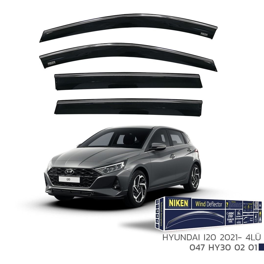Niken Hyundai i20 2021- Kromlu Cam Rüzgarlığı 4 LÜ