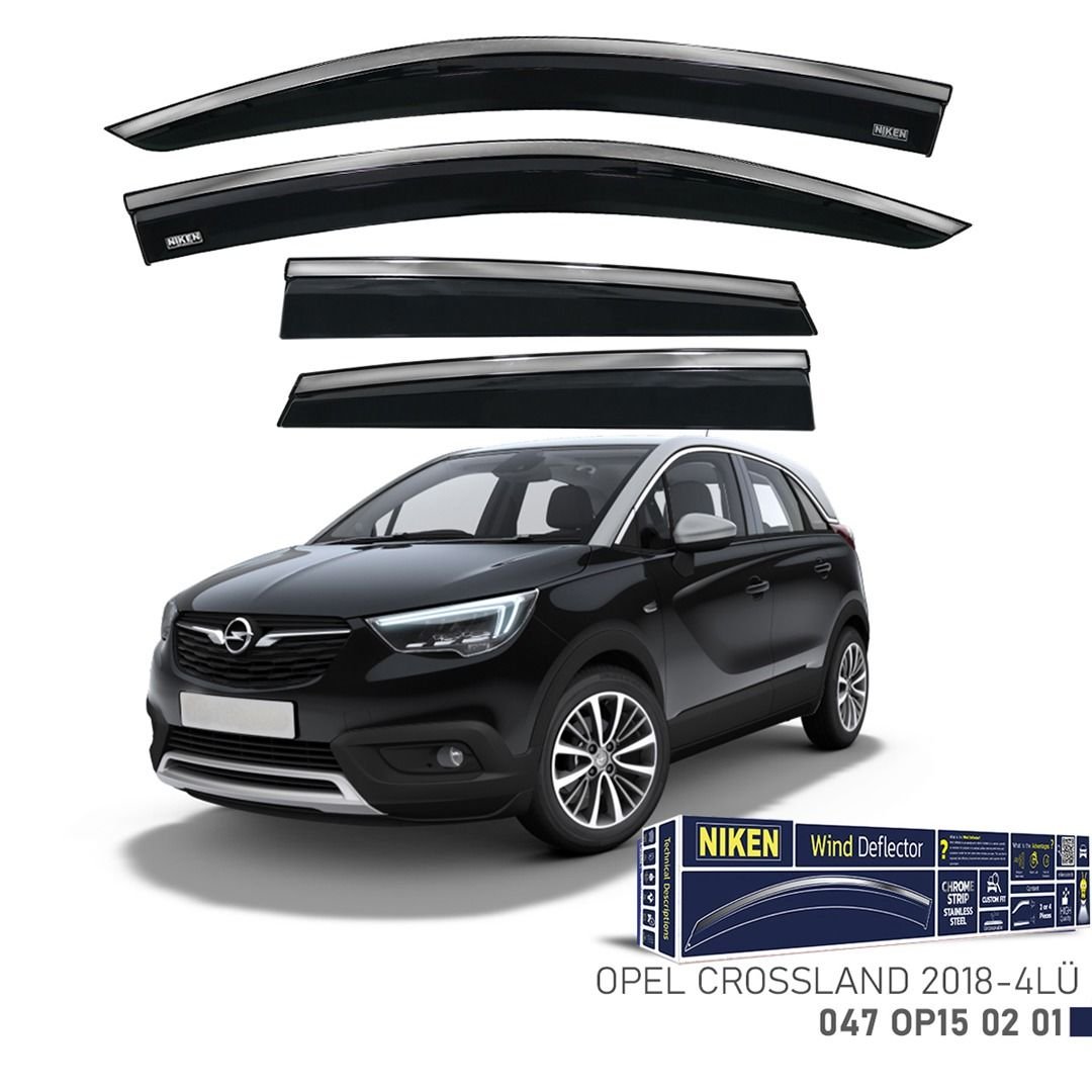 Niken Opel Crossland X 2018- Kromlu Cam Rüzgarlığı 4 LÜ
