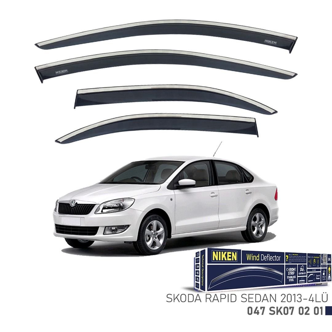 Niken Skoda Rapid Sedan 2013- Kromlu Cam Rüzgarlığı 4 LÜ