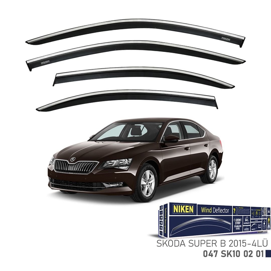 Niken Skoda Super B 2015- Kromlu Cam Rüzgarlığı 4 LÜ