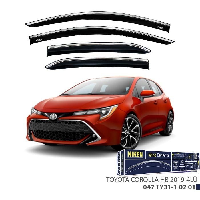 Niken Toyota Corolla Hb 2019- Kromlu Cam Rüzgarlığı 4 LÜ