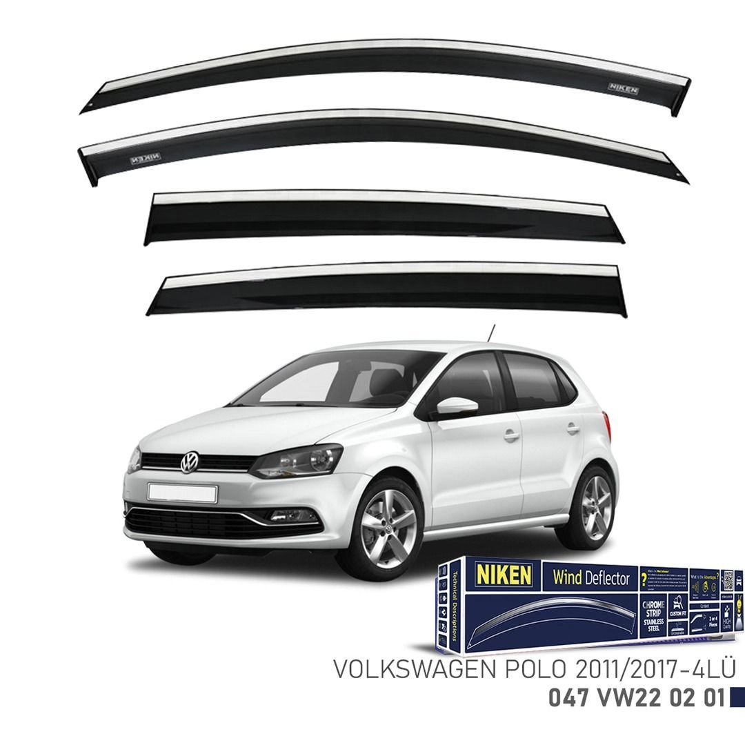 Niken VW Polo 2011-2017 Kromlu Cam Rüzgarlığı 4 LÜ