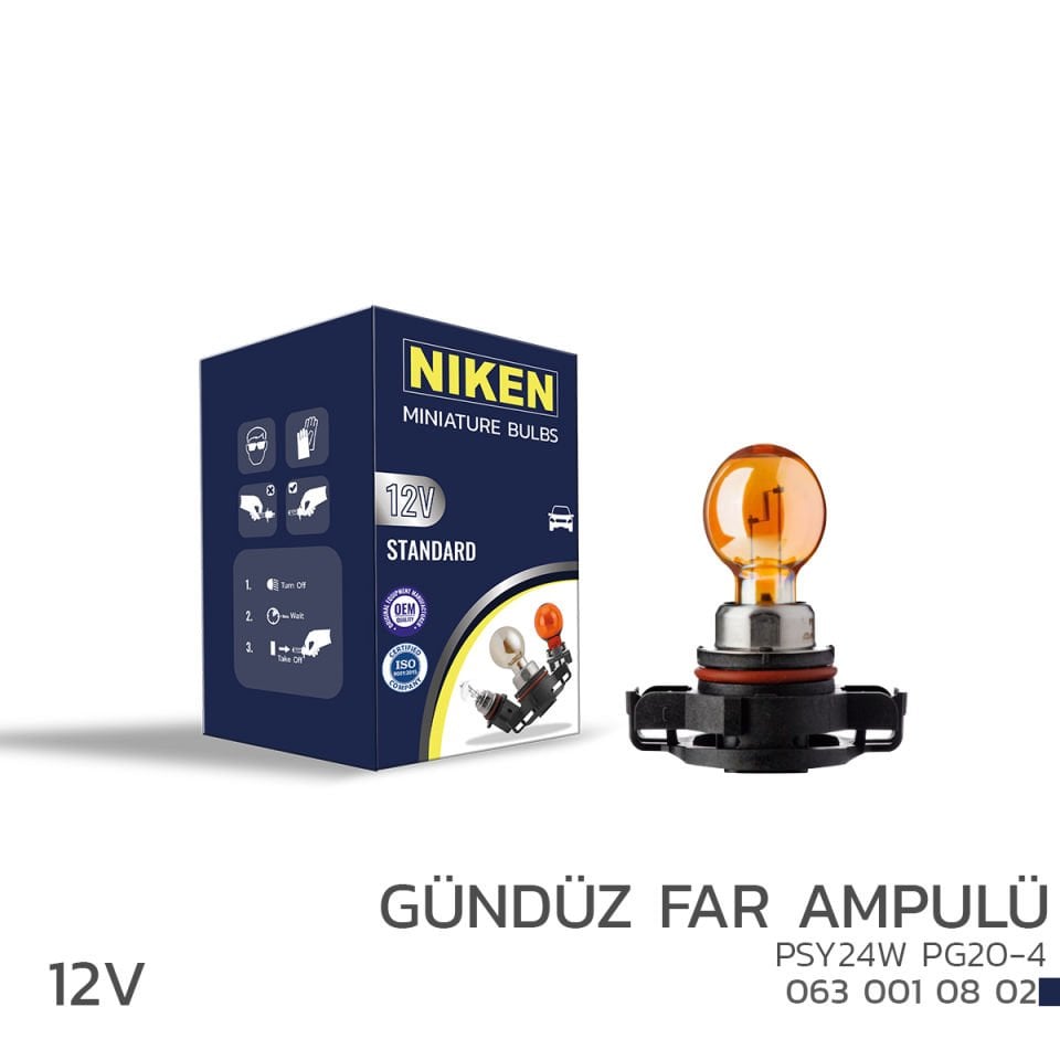 NIKEN 12V PSY24W GÜNDÜZ FAR AMPULÜ (PG20-4)AMB