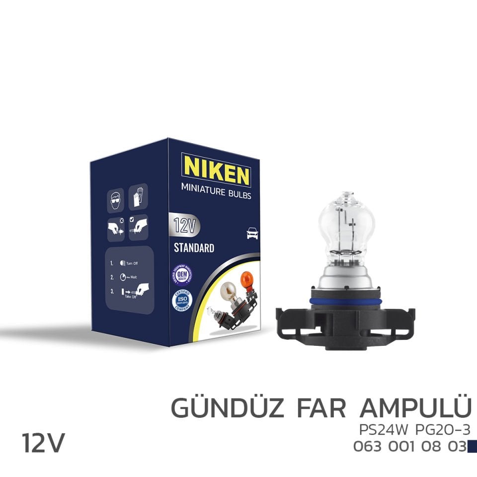 NIKEN 12V PS24W GÜNDÜZ FAR AMPULÜ (PG20-3)