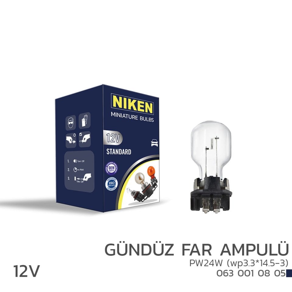 NIKEN 12V PW24W GÜNDÜZ FAR AMP (wp3.3*14.5-3)