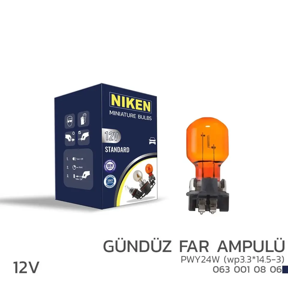 Niken Gündüz Far Ampulü 12V PWY24W wp3.3*14.5-3 Amber