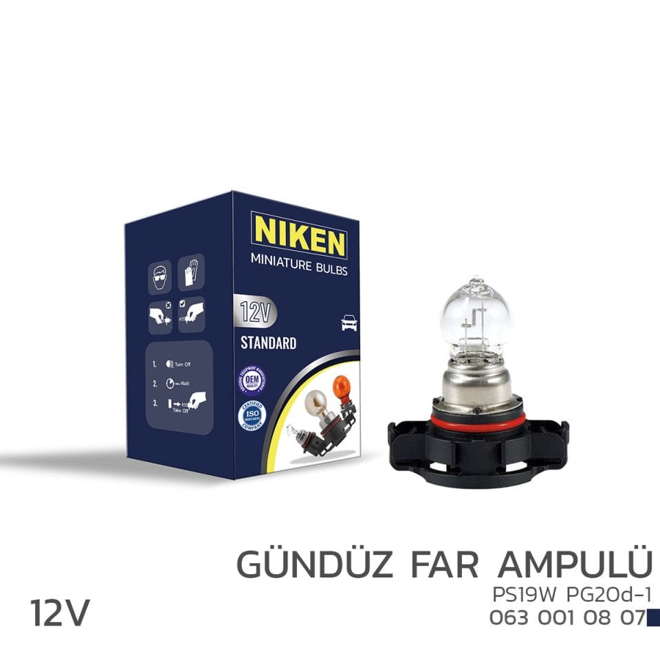 NIKEN 12V PS19W GÜNDÜZ FAR AMPULÜ (PG20d-1)