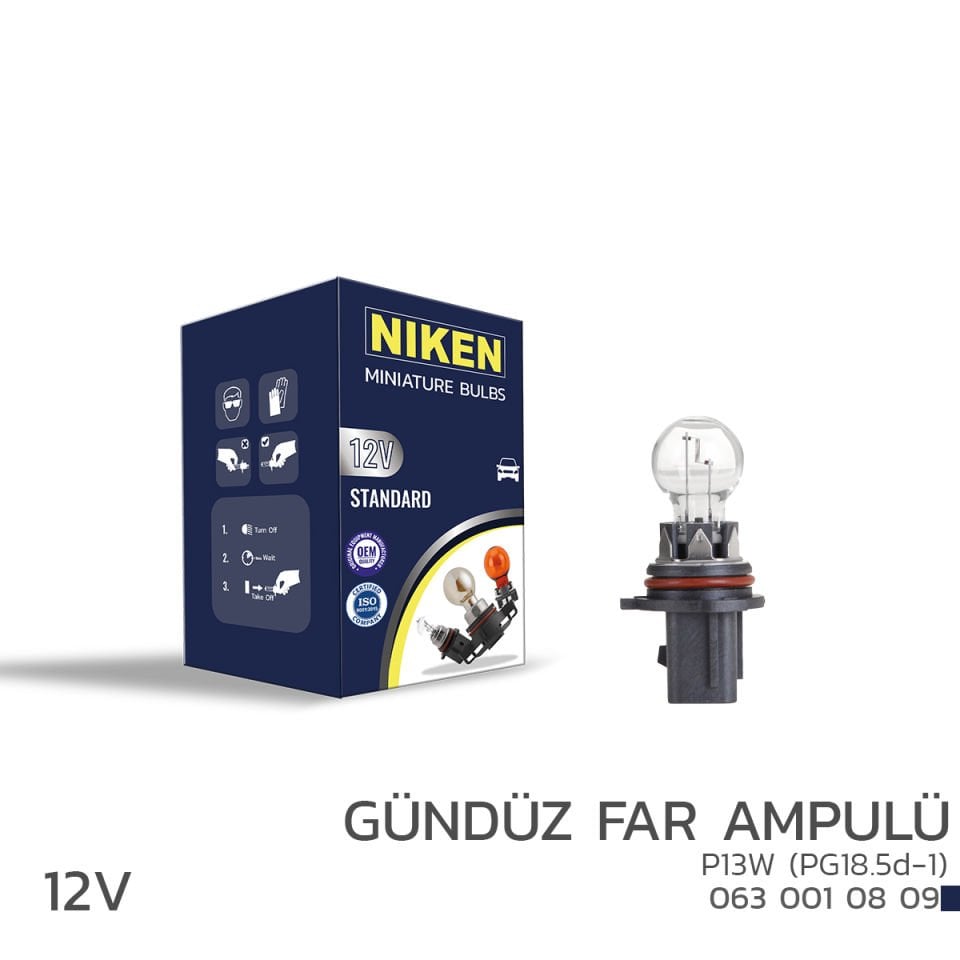 NIKEN 12V P13W GÜNDÜZ FAR AMPULÜ (PG18.5d-1)