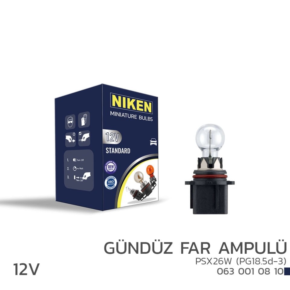 NIKEN 12V PSX26W GÜNDÜZ FAR AMPULÜ(PG18.5d-3)