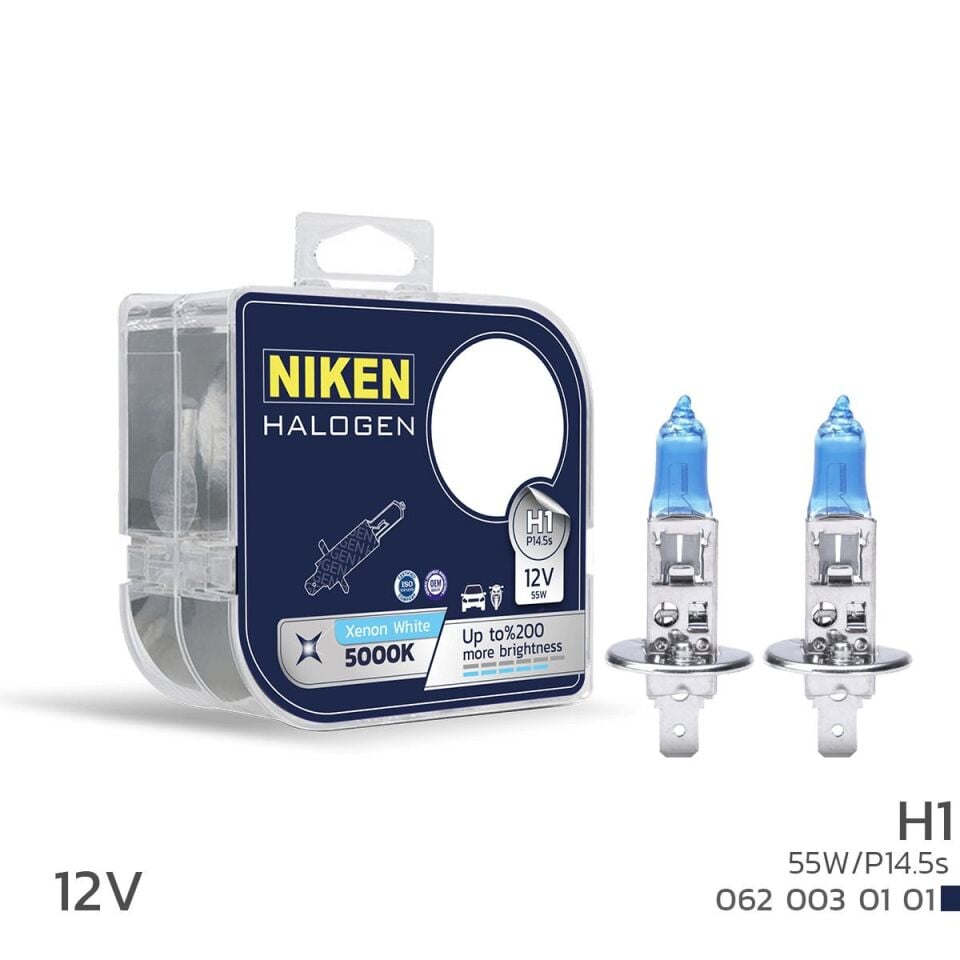 Niken H1 Beyaz Işık Halojen Ampul 12V 55W P14.5s 5000K