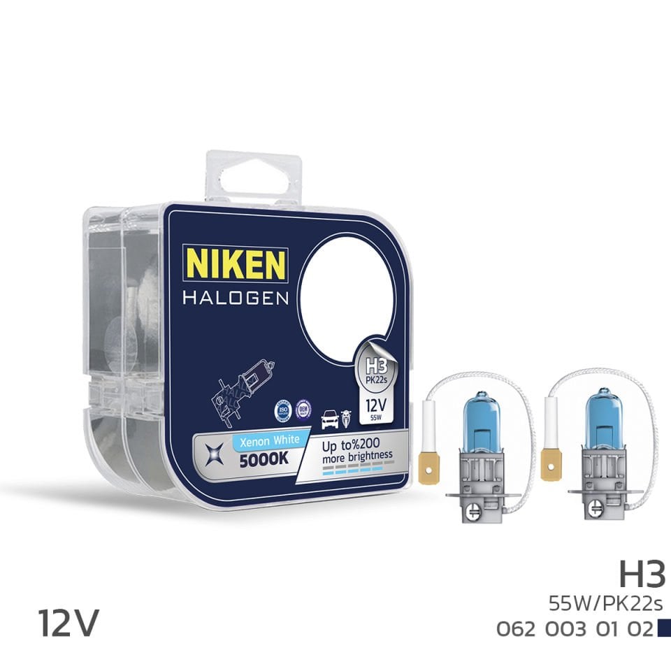 Niken H3 Beyaz Işık Ampul 12V 55W PK22s 5000K