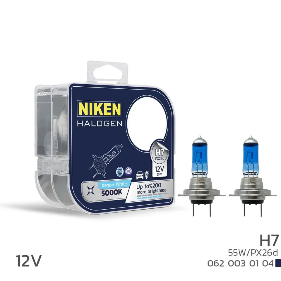 Niken H7 Beyaz Işık Halojen Ampul 12V 55W PX26d 5000K