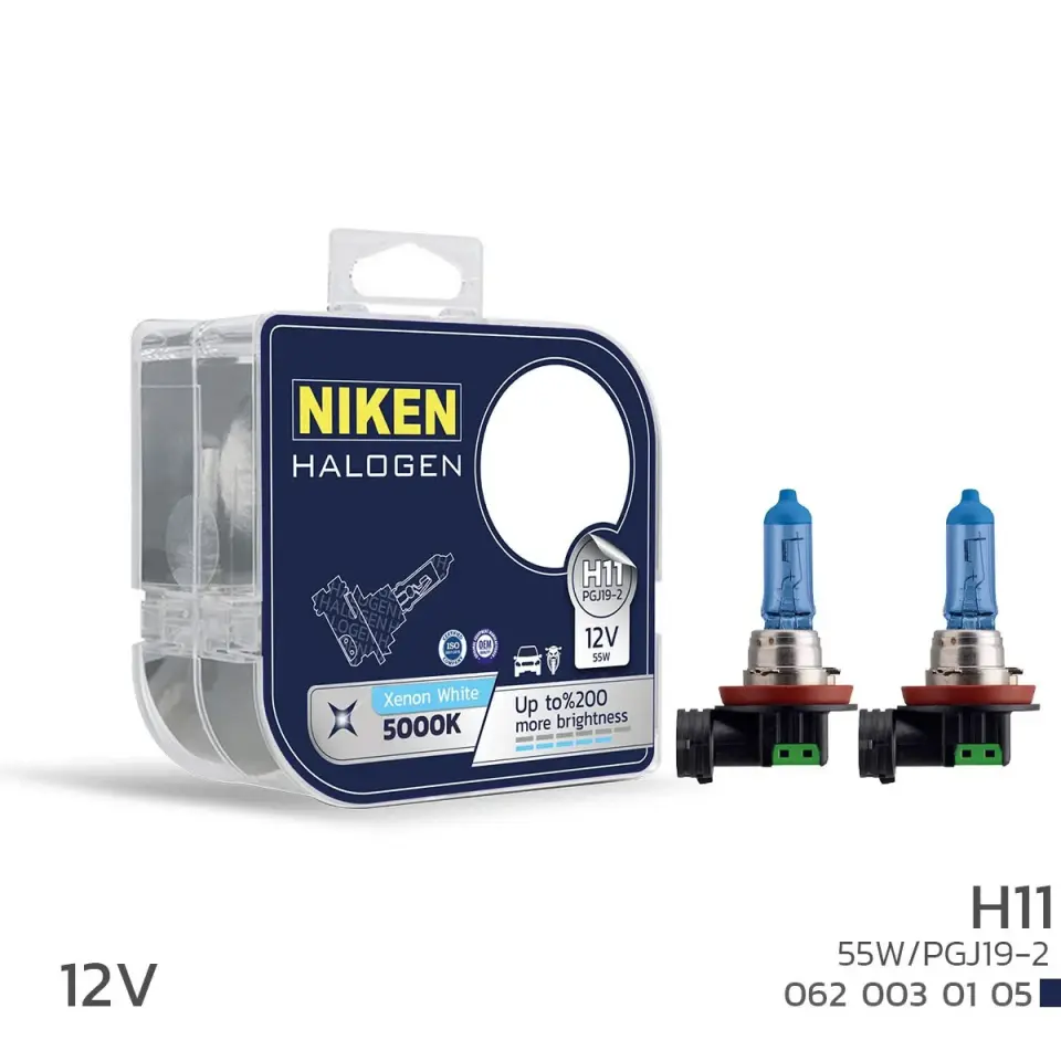 Niken H11 Beyaz Işık Halojen Ampul 12V 55W PG319-2 5000K