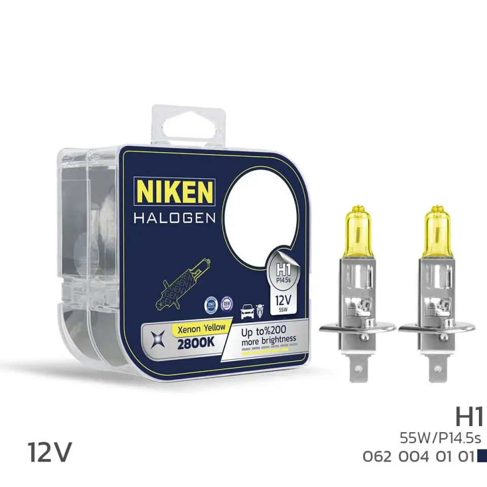 Niken H1 Sarı Işık Halojen Ampul 12V 55W P14.5s 2800K