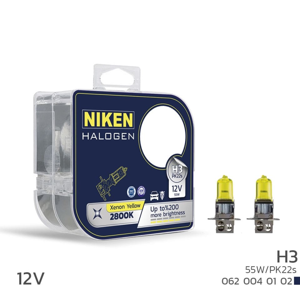 Niken H3 Sarı Işık Ampul 12V 55W PK22s 2800K
