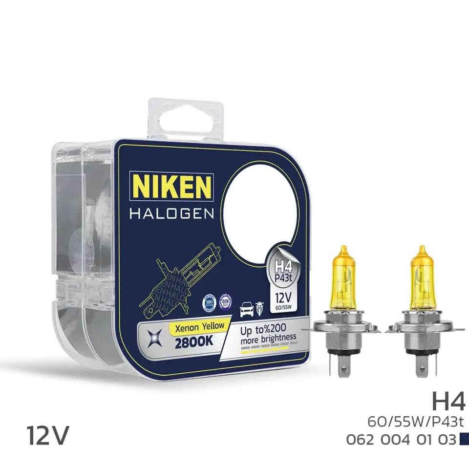 Niken H4 Sarı Işık Halojen Ampul 12V 60/55W P43t 2800K