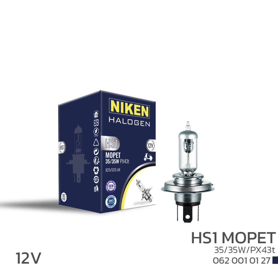 Niken Halojen Mopet Ampul 12V HS1 35W/35W PX43t