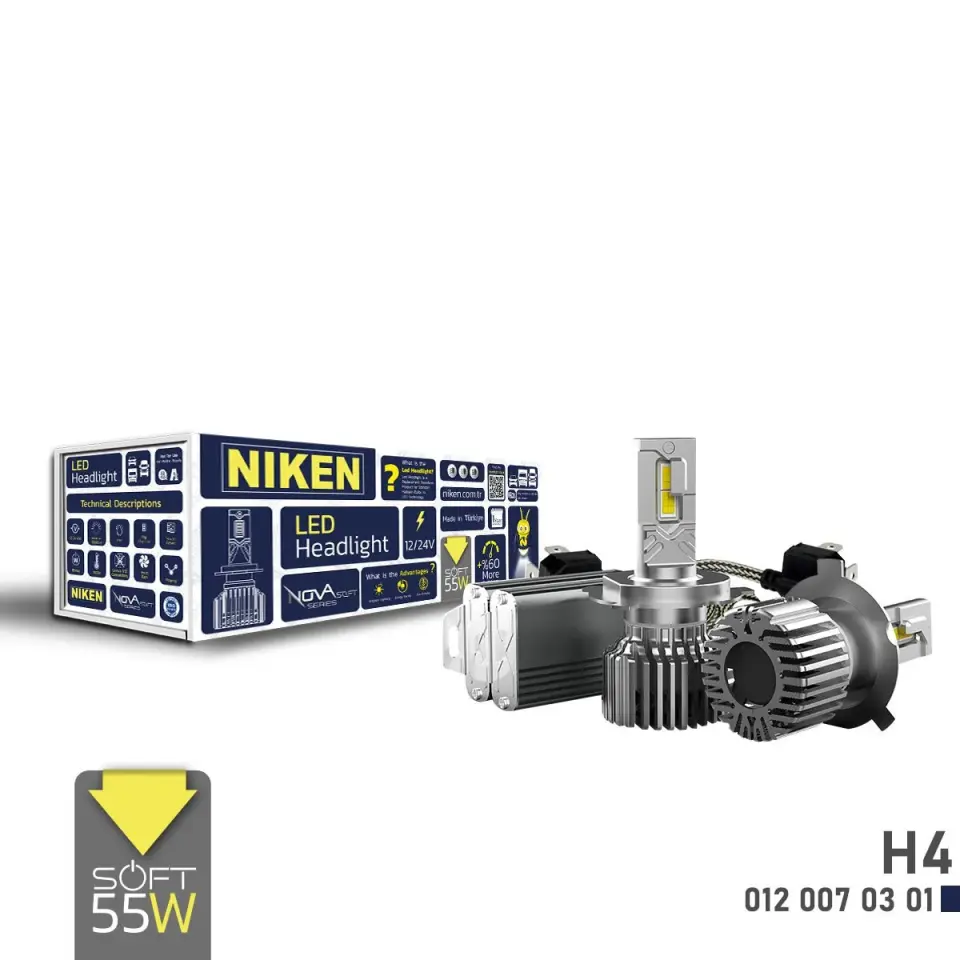 Niken H4 Led Xenon Nova Soft Serisi 55W 9000 Lümen 6500K 12V-24V