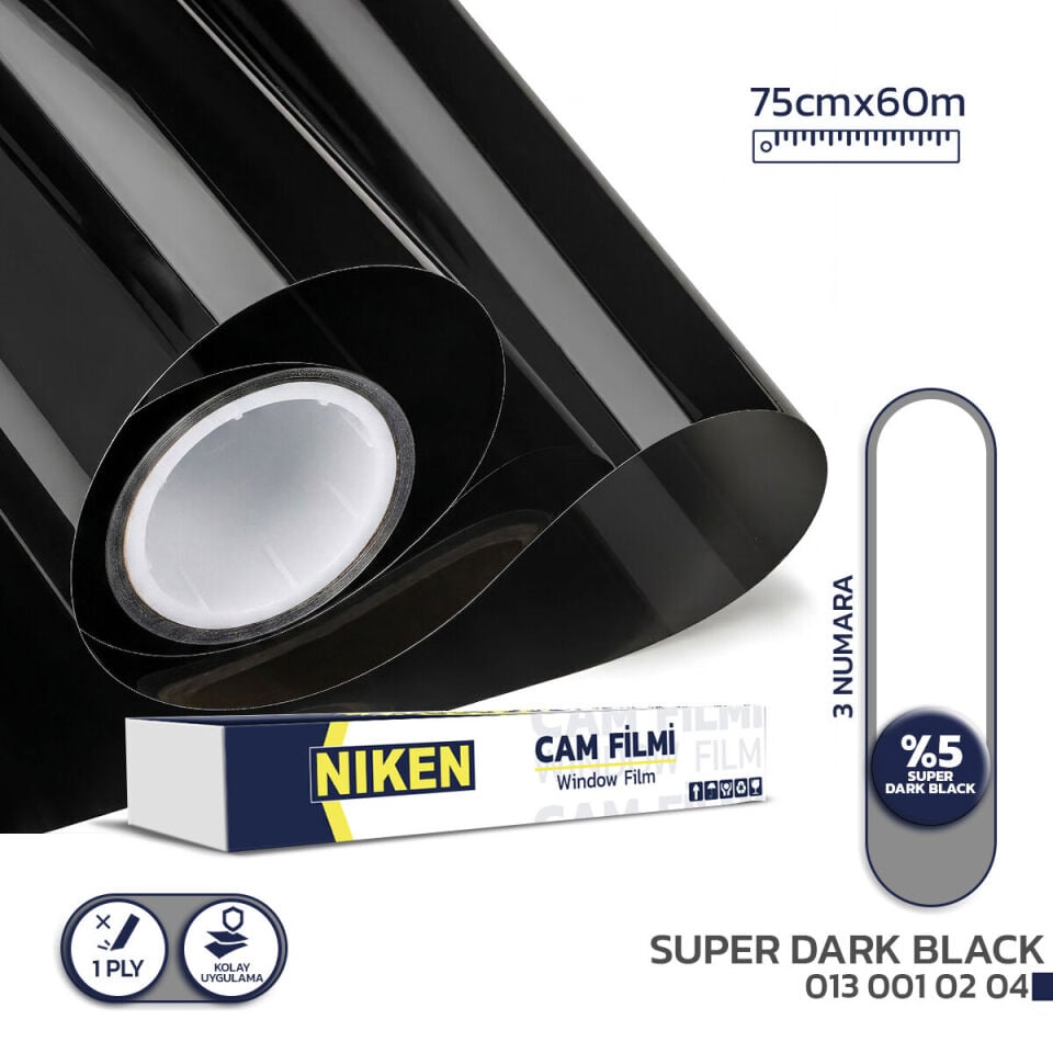 Niken Cam Filmi Çizilmez 75 Cm X 60 M Super Dark Black