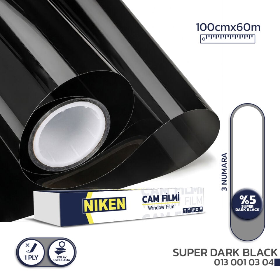 Niken Cam Filmi Çizilmez 100 Cm X 60 M Super Dark Black