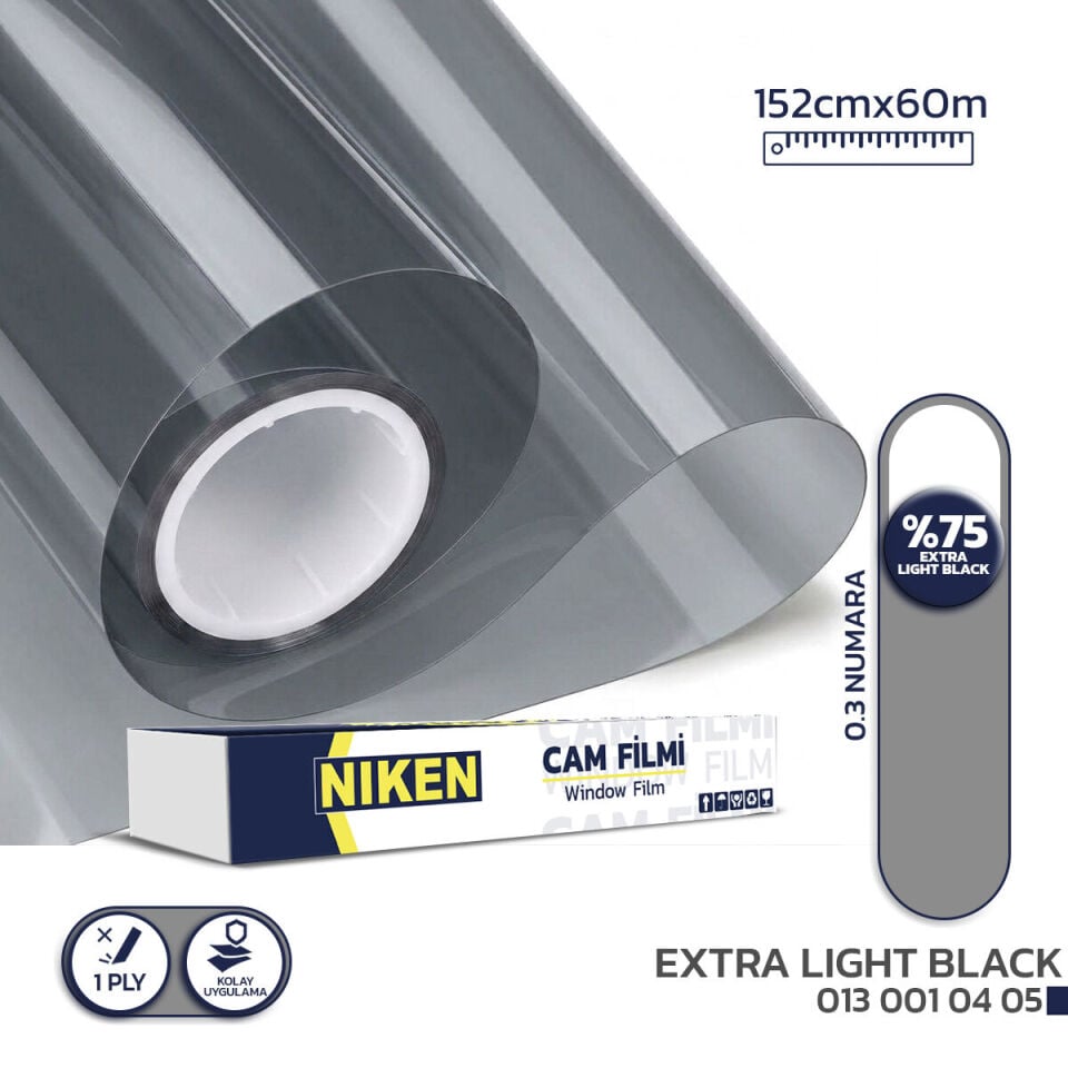 Niken Çizilmez Cam Filmi 152 cm x 60 m - Ekstra Light Black