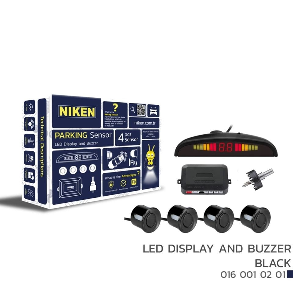 Niken Park Sensörü Led Ekran Ses İkazlı Siyah Universal 22 mm