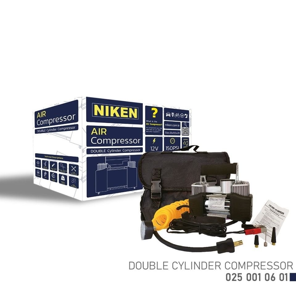 Niken Hava Kompresörü Çift Piston Çantalı Metal 150 PSI