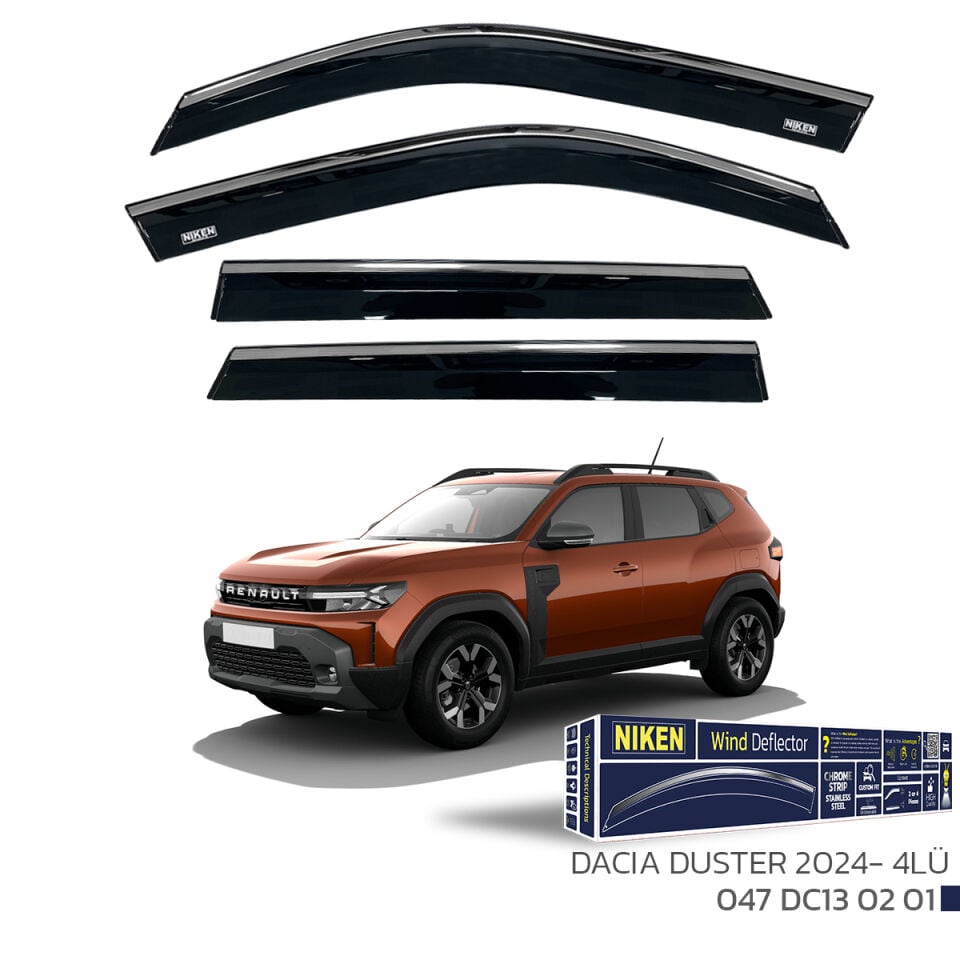 Niken Dacia Duster Cam Rüzgarlığı Kromlu (2024+) 4'lü Set