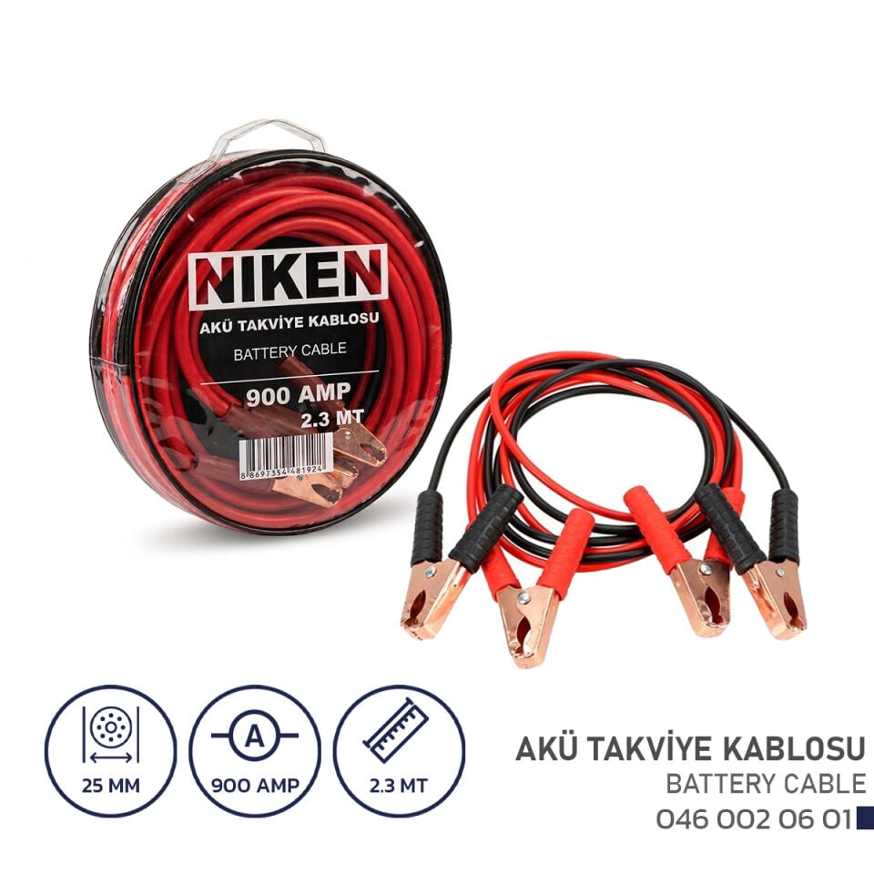 Akü Takviye Kablosu 900 Amp 2,3 Mt (25mm)