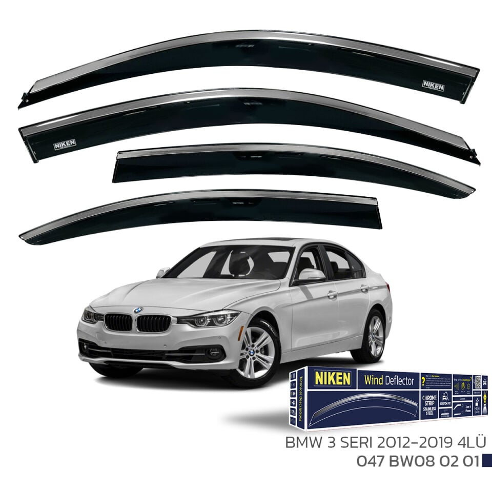 Niken BMW 3 Serisi F30 Cam Rüzgarlığı Kromlu (2012-2019) 4'lü Set