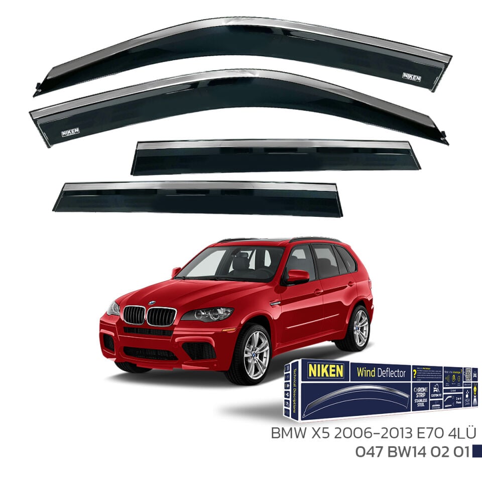 Niken BMW X5 Cam Rüzgarlığı Kromlu (2006-2013) 4'lü Set