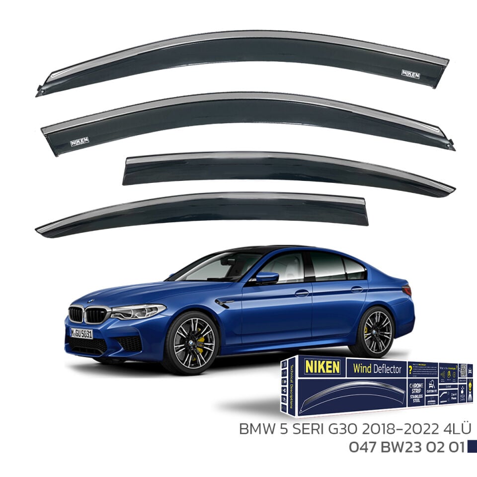 Niken BMW 5 Serisi G30 Cam Rüzgarlığı Kromlu (2018-2022) 4'lü Set
