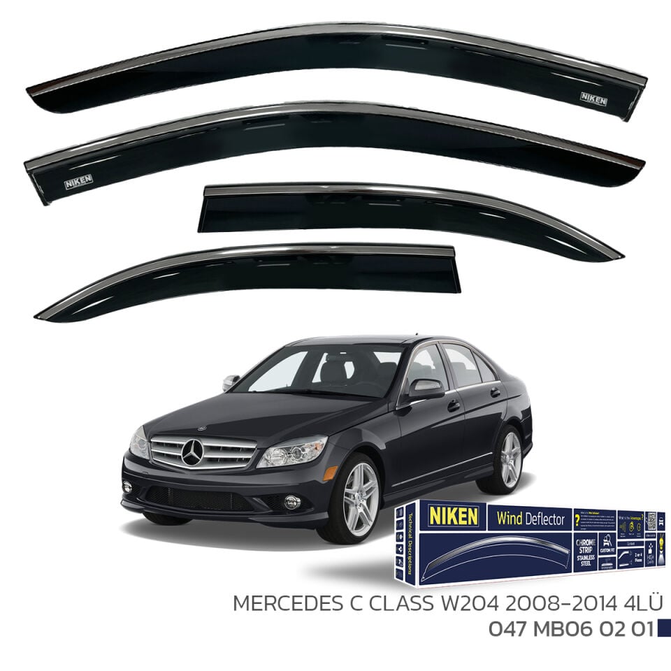 Niken Mercedes C Serisi W204 Cam Rüzgarlığı Kromlu (2008-2014) 4'lü Set