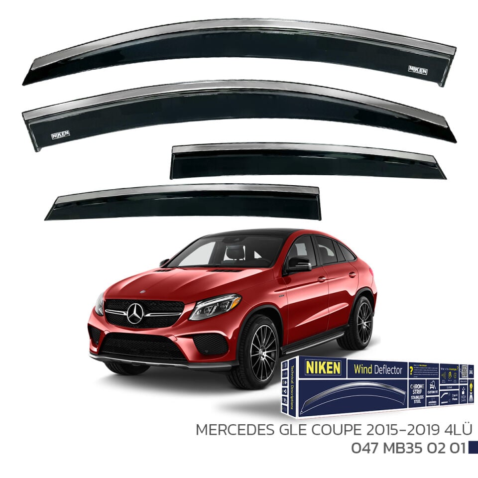 Niken Mercedes GLE Coupe Cam Rüzgarlığı Kromlu (2015-2019) 4'lü Set