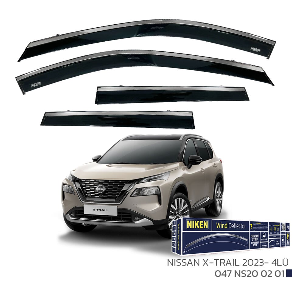 Niken Nissan X-Trail Cam Rüzgarlığı Kromlu (2023+) 4'lü Set