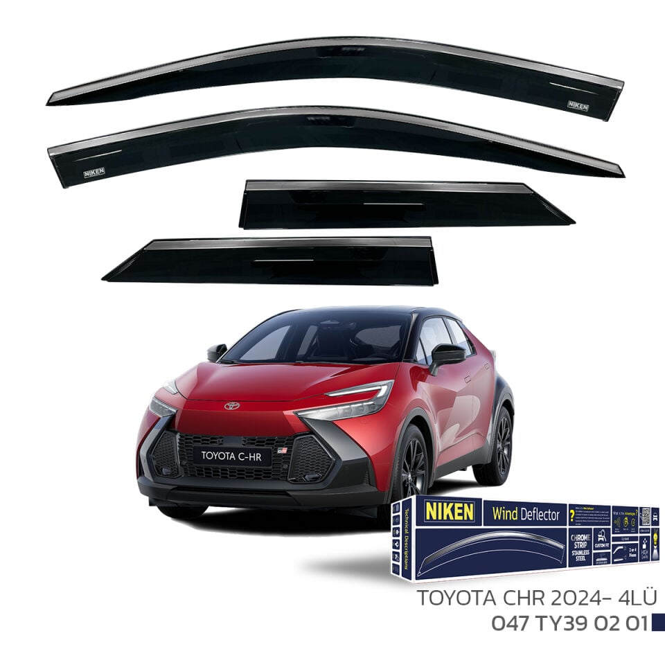 Niken Toyota CHR Cam Rüzgarlığı Kromlu (2024+) 4'lü Set