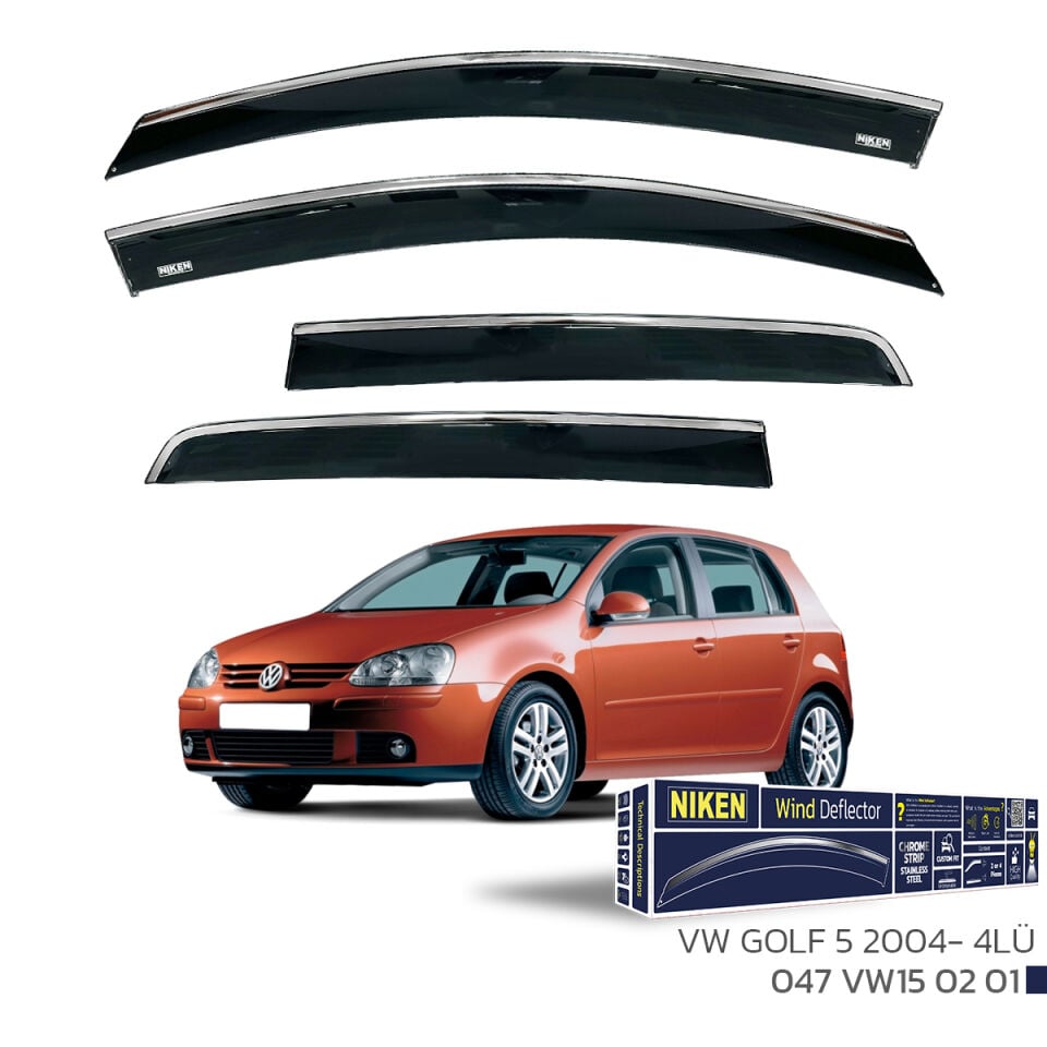 Niken VW Golf 5 Cam Rüzgarlığı Kromlu (2004-2009) 4'lü Set