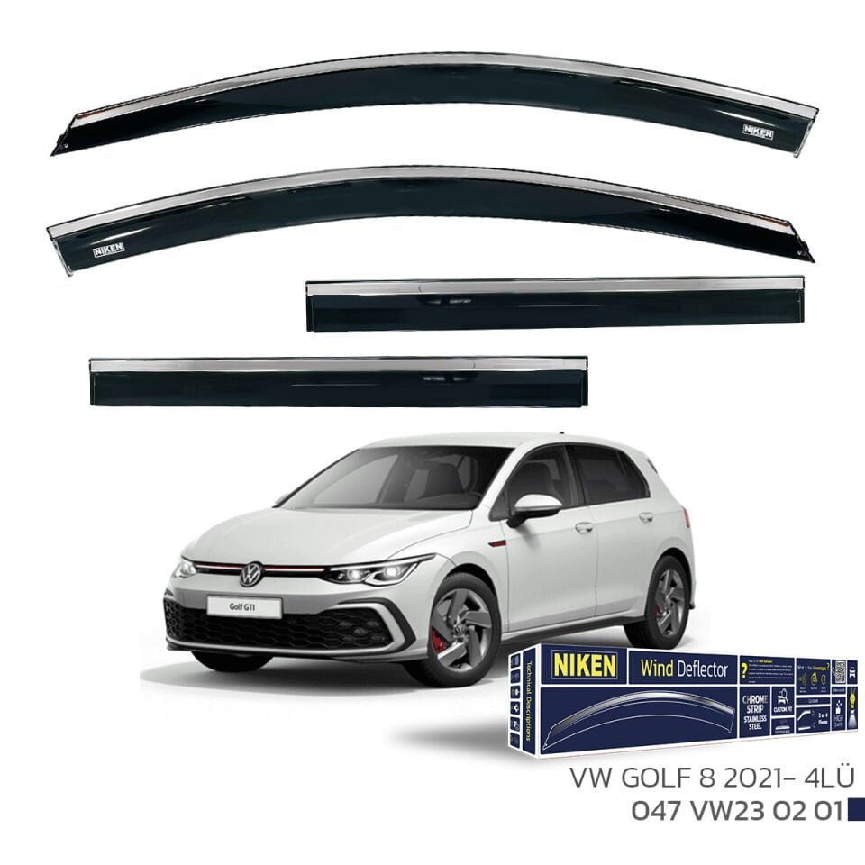 Niken VW Golf 8 Cam Rüzgarlığı Kromlu 2021- 4'Lü