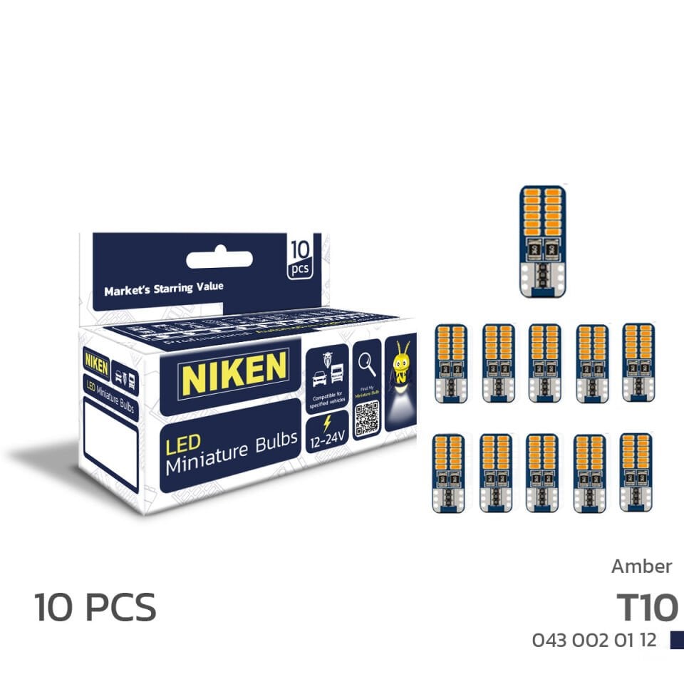 Niken T10 Park Ledi Turuncu Led Ampul 24 Ledli Canbus 10'Lu