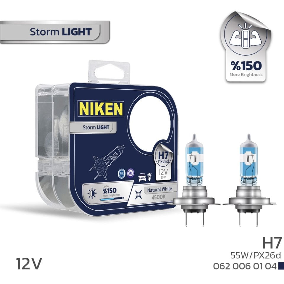 Niken H7 Performans Halojen Ampul 12V 55W Storm Light PX26d 4500K