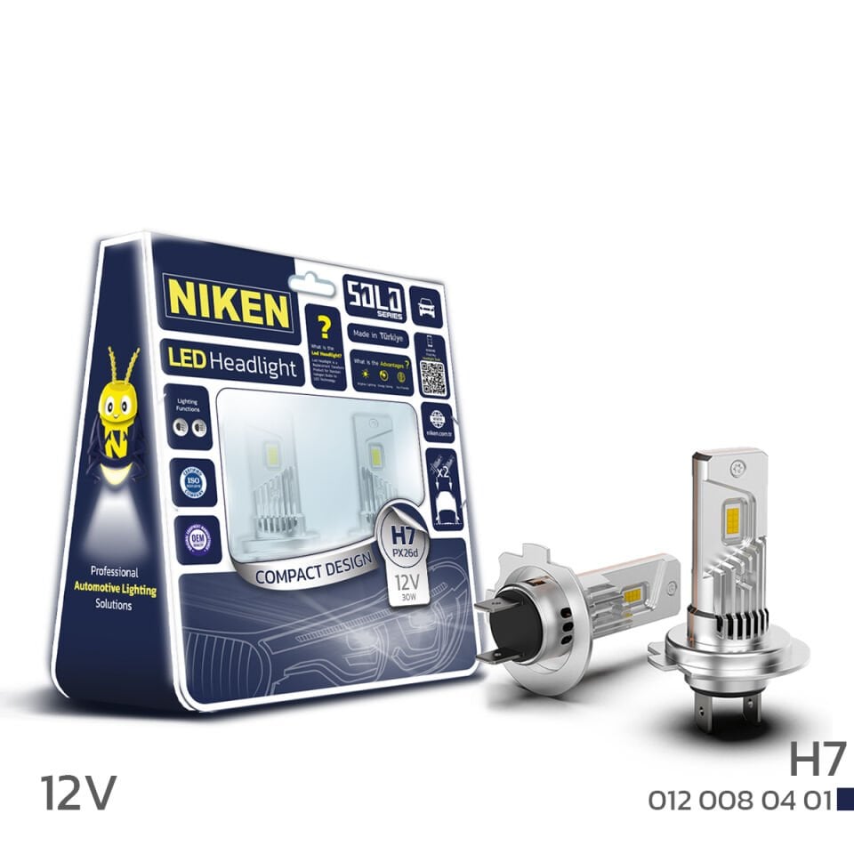 Niken H7 Led Xenon Ampul Solo Serisi 8000K Beyaz 3800 Lümen