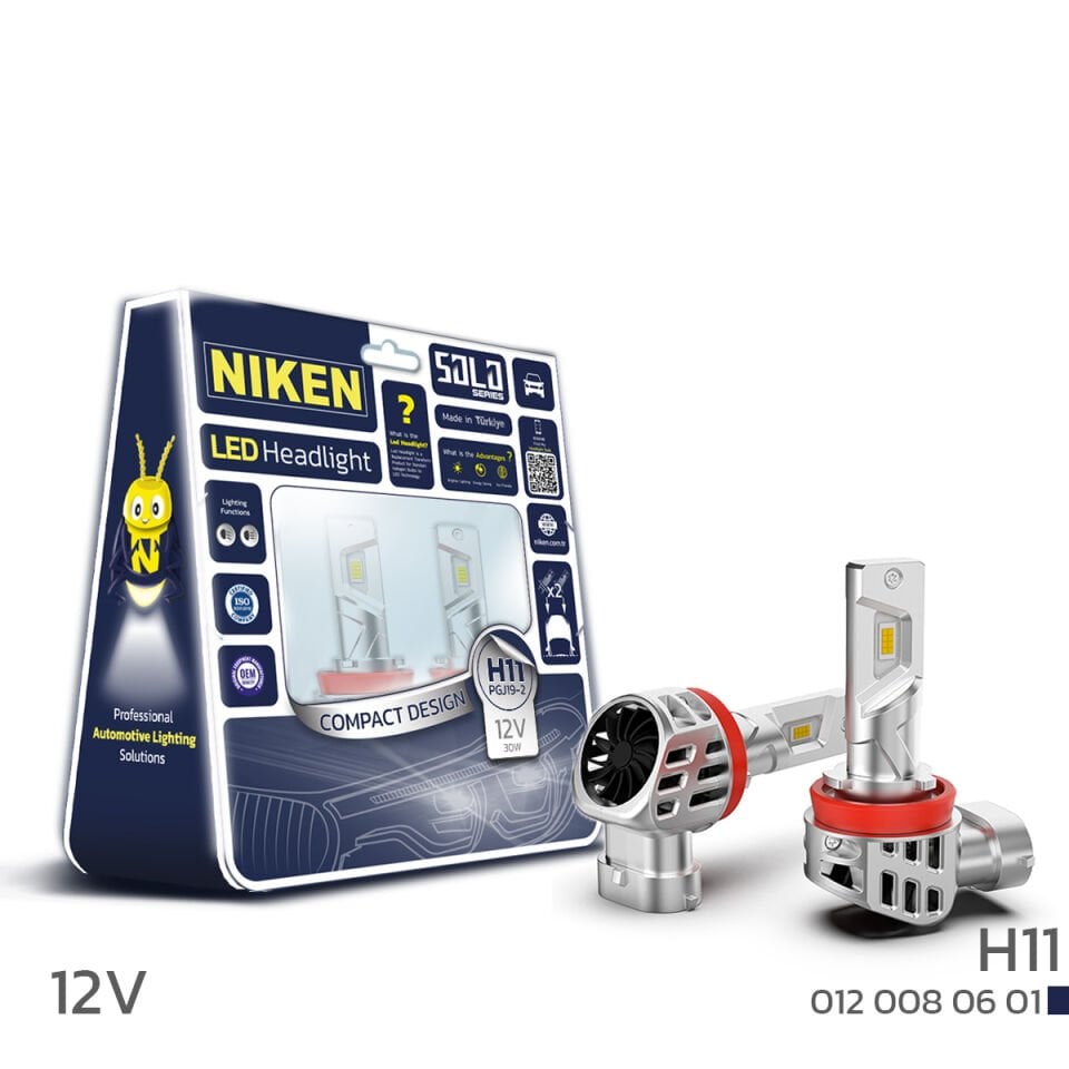 Niken H11 Led Xenon Ampul Solo Serisi 8000K Beyaz 3800 Lümen