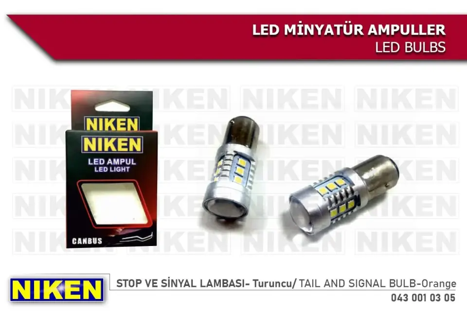 Niken Led Ampul 1016 Çift Duy Canbus Led Turuncu