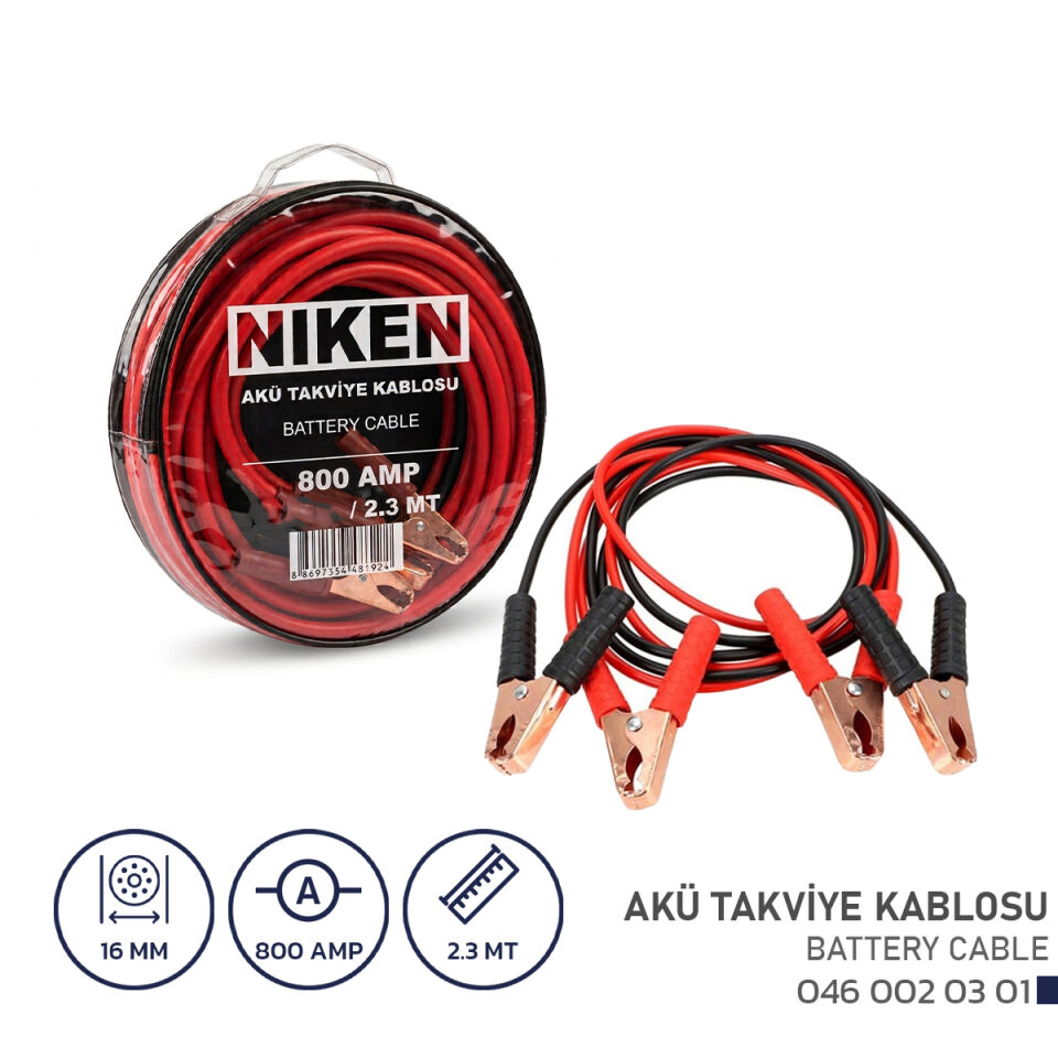 Niken Akü Takviye Kablosu 800 Amper 2.3 Metre