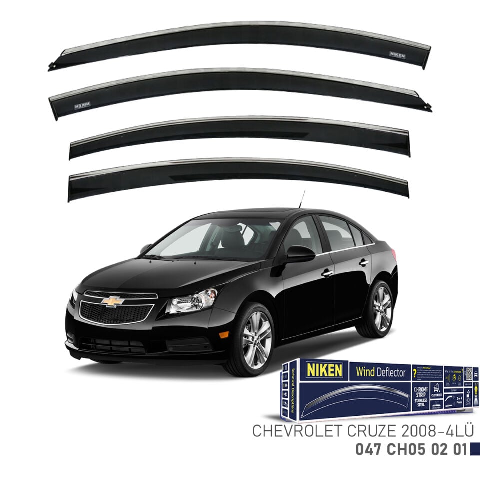 Niken Chevrolet Cruze Cam Rüzgarlığı Kromlu (2008+) 4'lü Set